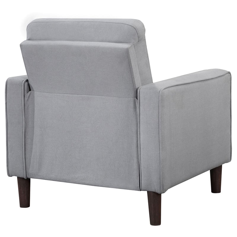 Pemberly Row Set of 2 Upholstered Track Arm Tufted Accent Chairs in Gray