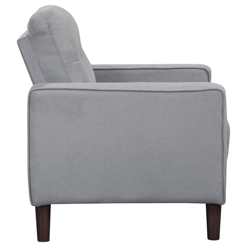 Pemberly Row Set of 2 Upholstered Track Arm Tufted Accent Chairs in Gray