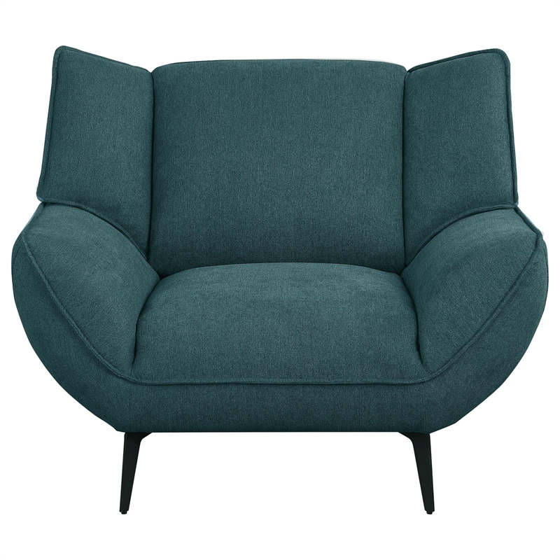 Pemberly Row Set of 2 Upholstered Flared Arm Accent Chairs in Teal Blue