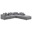 Pemberly Row Set of 2 Modern Upholstered Armless Chairs in Gray