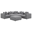 Pemberly Row Set of 2 Modern Upholstered Armless Chairs in Gray