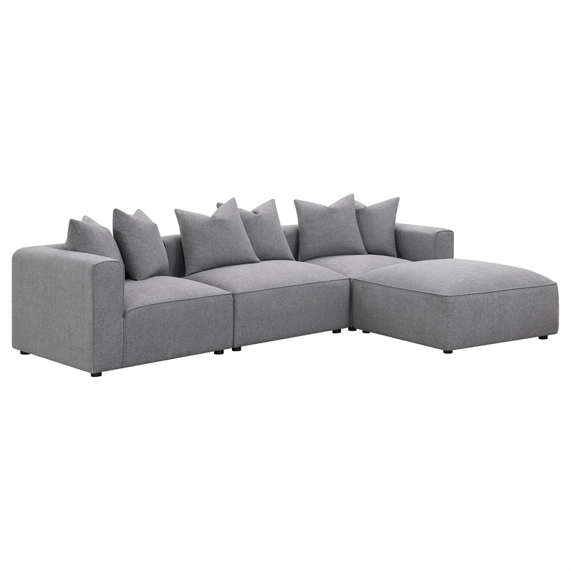 Pemberly Row Set of 2 Modern Upholstered Armless Chairs in Gray