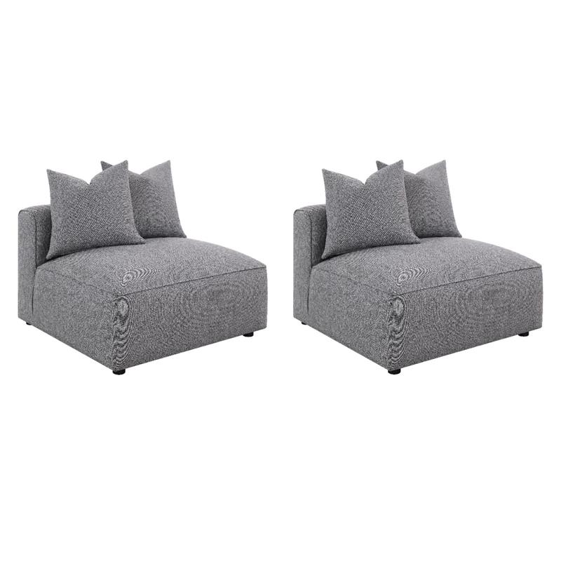 Pemberly Row Set of 2 Modern Upholstered Armless Chairs in Gray