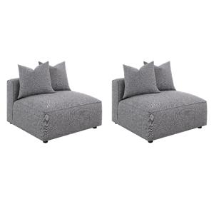 Pemberly Row Set of 2 Modern Upholstered Armless Chairs in Gray
