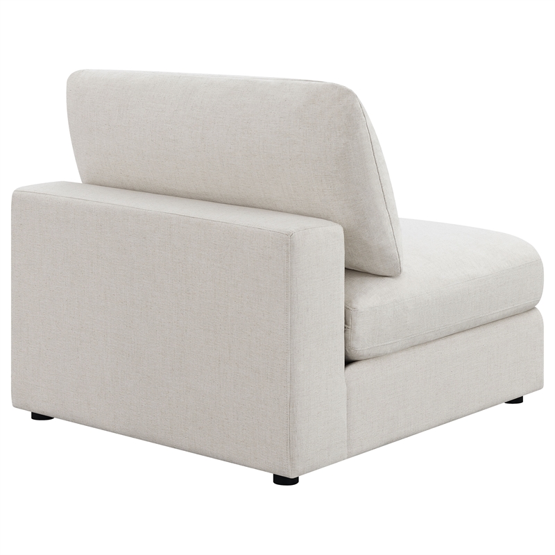 Pemberly Row Set of 2 Modern Upholstered Armless Chairs in Beige