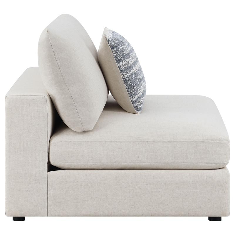 Pemberly Row Set of 2 Modern Upholstered Armless Chairs in Beige
