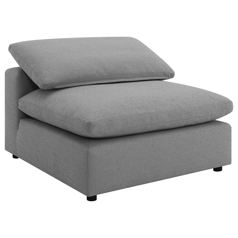 Pemberly Row Set of 2 Boucle Upholstered Armless Chairs in Gray