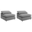 Pemberly Row Set of 2 Boucle Upholstered Armless Chairs in Gray