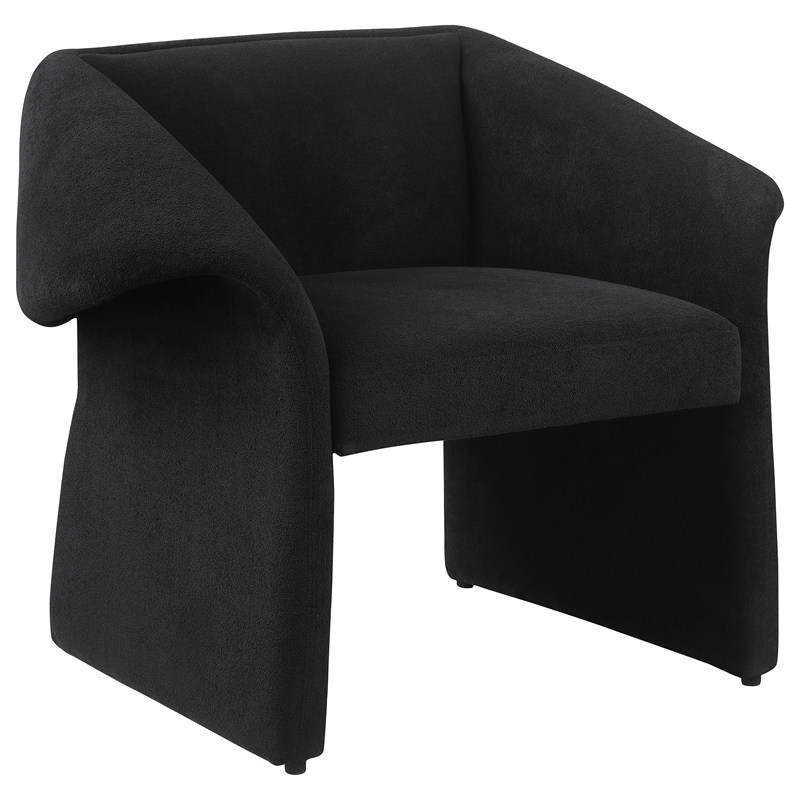 Pemberly Row Set of 2 Upholstered Sloped Arm Accent Chairs in Black