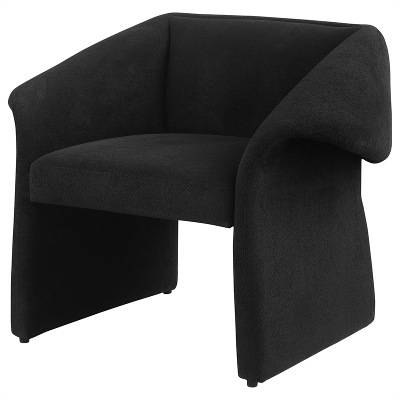 Pemberly Row Set of 2 Upholstered Sloped Arm Accent Chairs in Black