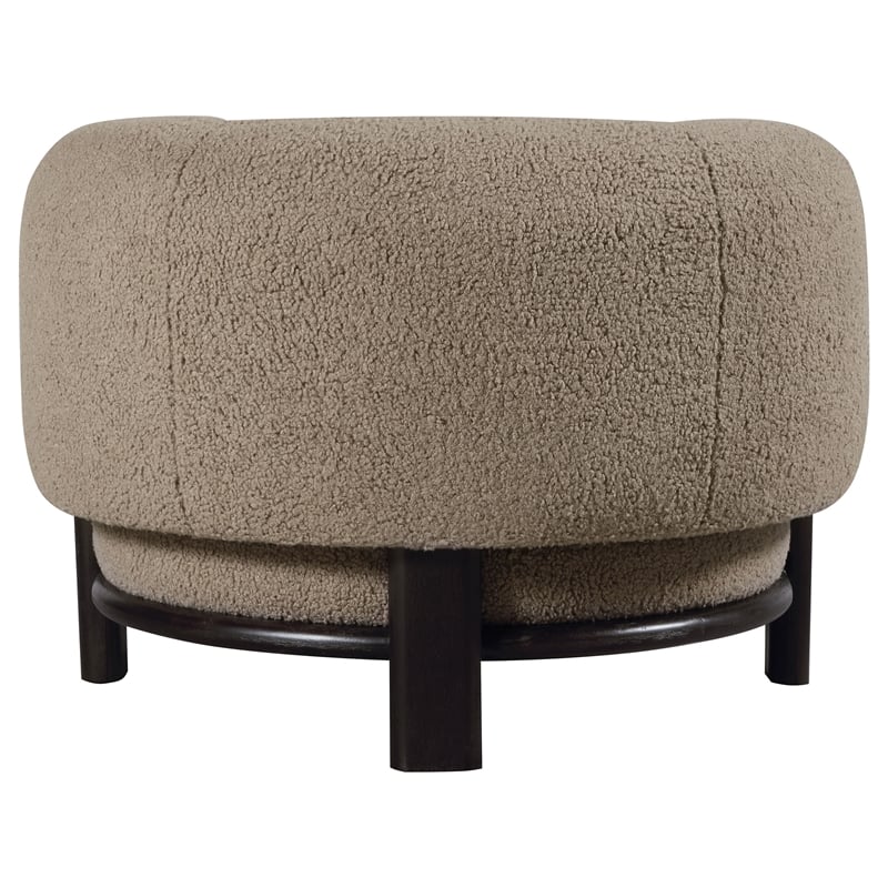 Pemberly Row Set of 2 Upholstered Barrel Back Accent Chairs in Mushroom