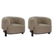 Pemberly Row Set of 2 Upholstered Barrel Back Accent Chairs in Mushroom