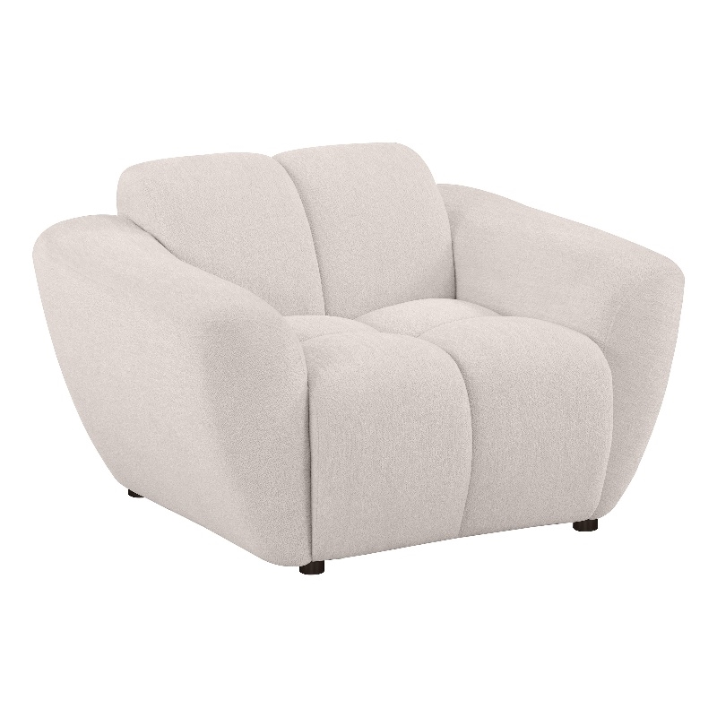 Pemberly Row Set of 2 Upholstered Chenille Splayed Arm Accent Chairs in Beige