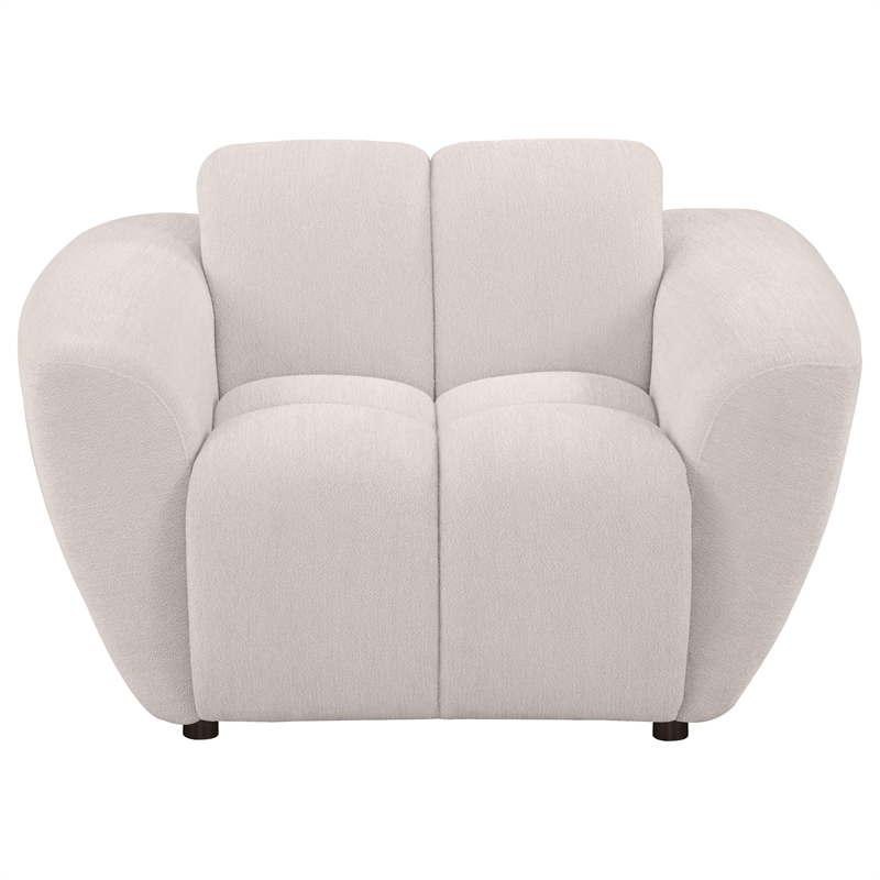 Pemberly Row Set of 2 Upholstered Chenille Splayed Arm Accent Chairs in Beige