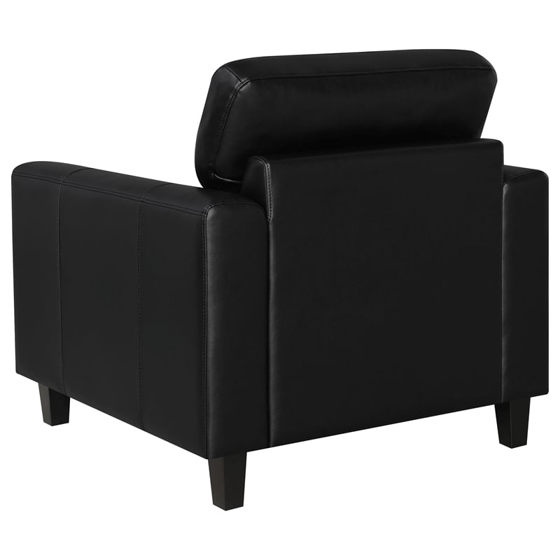 Pemberly Row Set of 2 Faux Leather Upholstered Track Arm Chairs in Black