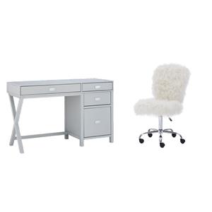 Pemberly Row Set of 2 Upholstered Armless Office Task Chair & Desk