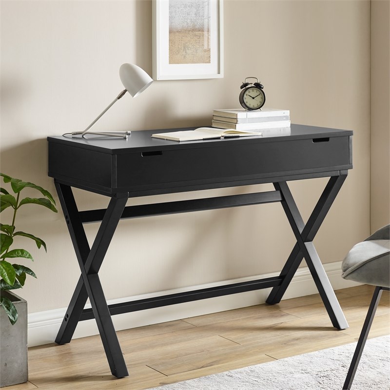 Pemberly Row Set of 2 Lift Top Stand Up Desk with X-Frame Legs & Swivel Chair