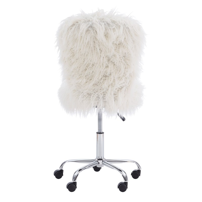 Pemberly Row Set of 2 Faux Fur Upholstered Armless Office Task Chair & Desk