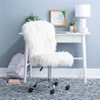 Pemberly Row Set of 2 Faux Fur Upholstered Armless Office Task Chair & Desk