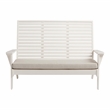 Pemberly Row Set of 3 Outdoor Bench With Slatted Back and Cushion & Side Tables