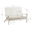 Pemberly Row Set of 3 Outdoor Bench With Slatted Back and Cushion & Side Tables