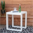 Pemberly Row Set of 3 Outdoor Bench With Slatted Back and Cushion & Side Tables