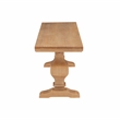 Pemberly Row Set of 3 Brown Pine Wood Double Pedestal Benchs & Dining Table