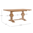 Pemberly Row Set of 3 Brown Pine Wood Double Pedestal Benchs & Dining Table