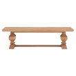 Pemberly Row Set of 3 Brown Pine Wood Double Pedestal Benchs & Dining Table