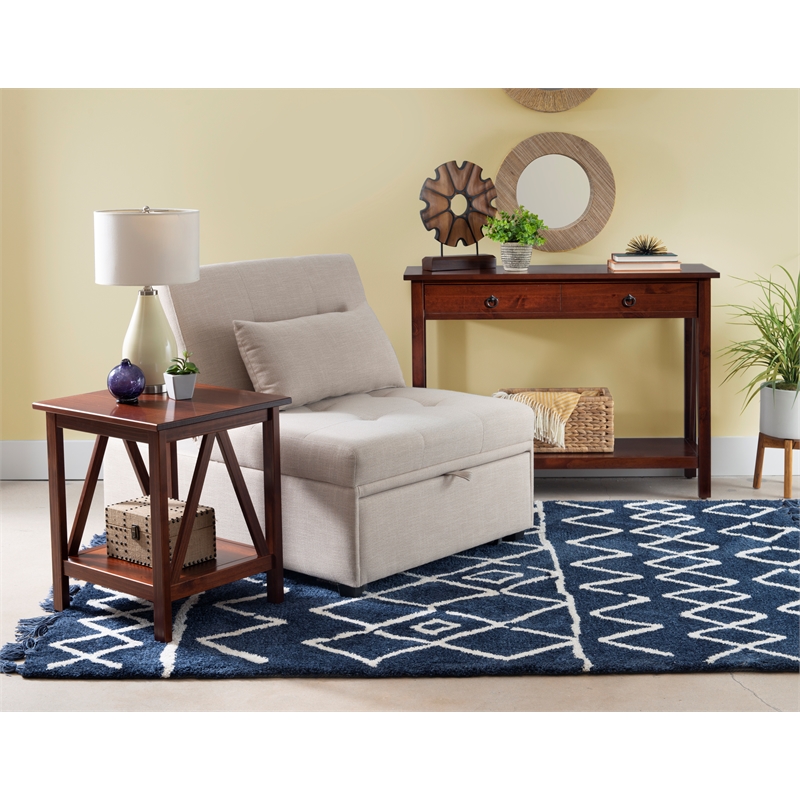 Pemberly Row 6-Piece Wood Living Room Furniture Set in Tobacco Brown