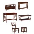 Pemberly Row 6-Piece Wood Living Room Furniture Set in Tobacco Brown