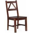 Pemberly Row Set of 2 Pine Wood 1-Drawer Desk and Chair in Tobacco Brown