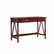 Pemberly Row Set of 2 Pine Wood 1-Drawer Desk and Chair in Tobacco Brown