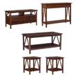 Pemberly Row 5-Piece Wood Living Room Furniture Set in Tobacco Brown