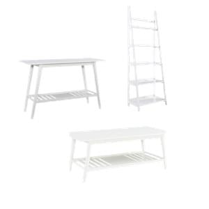 Pemberly Row 3-Piece Wood Living Room Furniture Set in White