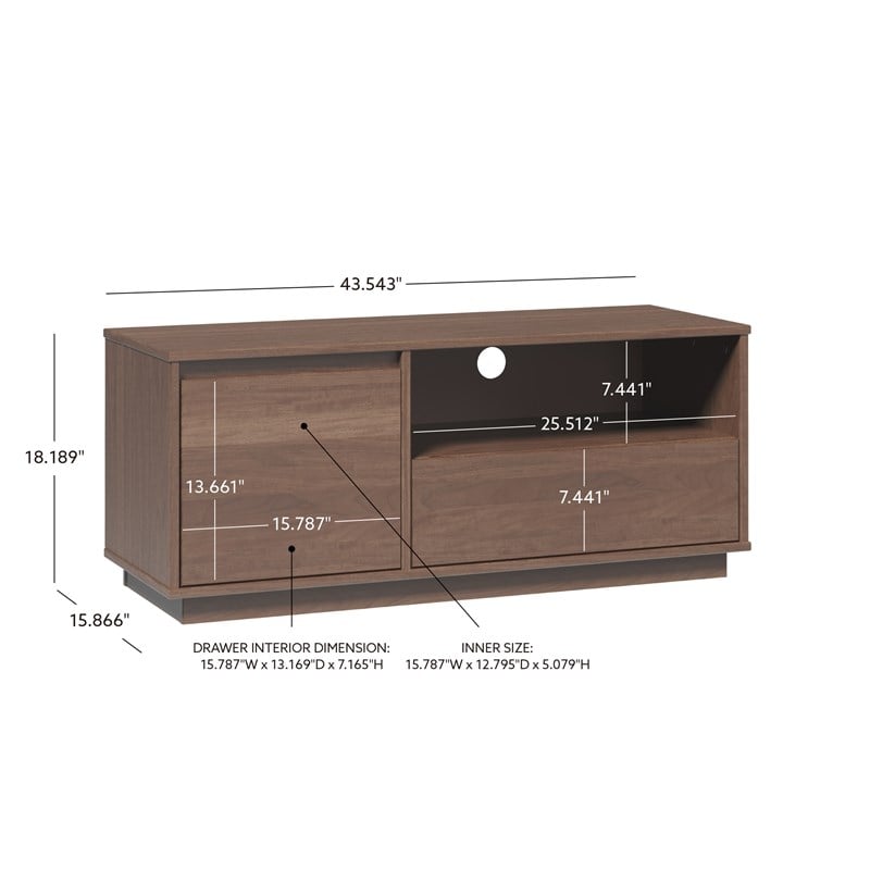 Pemberly Row Set of 3 Brown Wood Bookcases with 1-Drawer & Media Storage Console