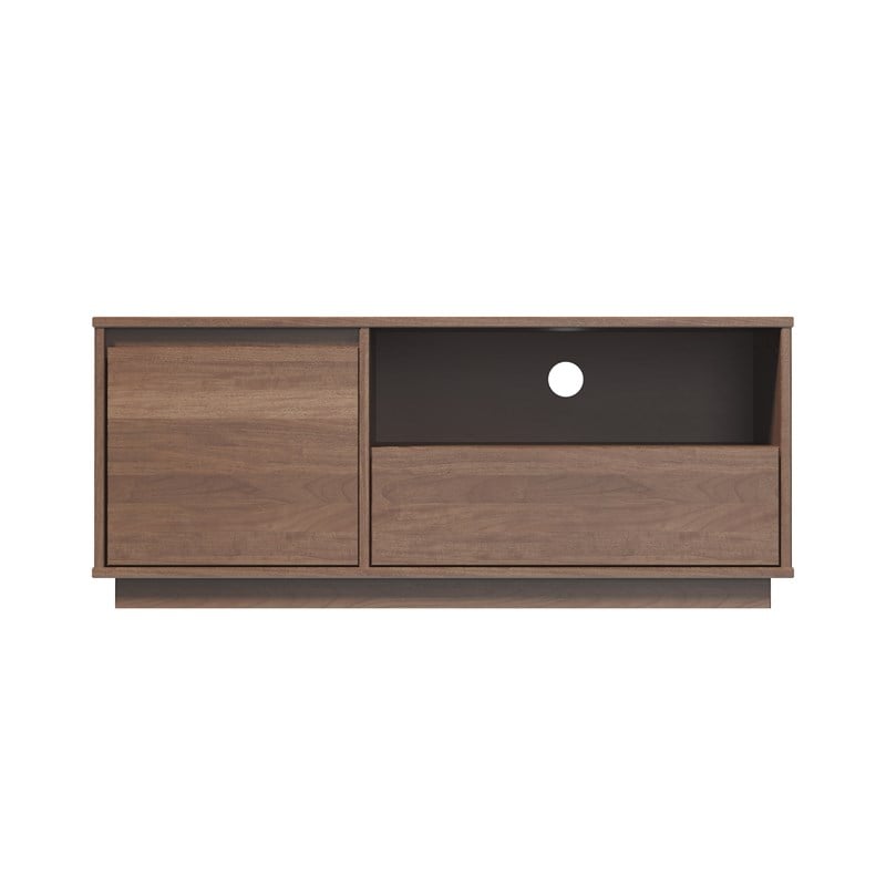 Pemberly Row Set of 3 Brown Wood Bookcases with 1-Drawer & Media Storage Console