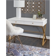 Pemberly Row Set of 2 Writing Desk with Criss Cross Legs & Faux Fur Accent Chair