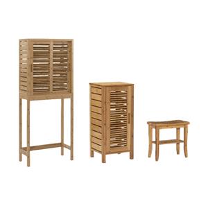 Pemberly Row 3-Piece Bamboo Bathroom Storage & Organization Set in Natural Brown