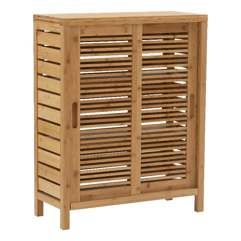 Pemberly Row 3-Piece Bamboo Bathroom Storage & Organization Set in Natural Brown