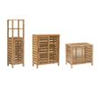 Pemberly Row 3-Piece Bamboo Bathroom Storage & Organization Set in Natural Brown