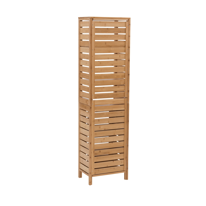 Pemberly Row 3-Piece Bamboo Bathroom Storage & Organization Set in Natural Brown