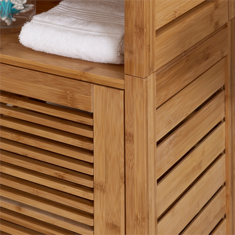 Pemberly Row 3-Piece Bamboo Bathroom Storage & Organization Set in Natural Brown