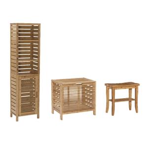 Pemberly Row 3-Piece Bamboo Bathroom Storage & Organization Set in Natural Brown