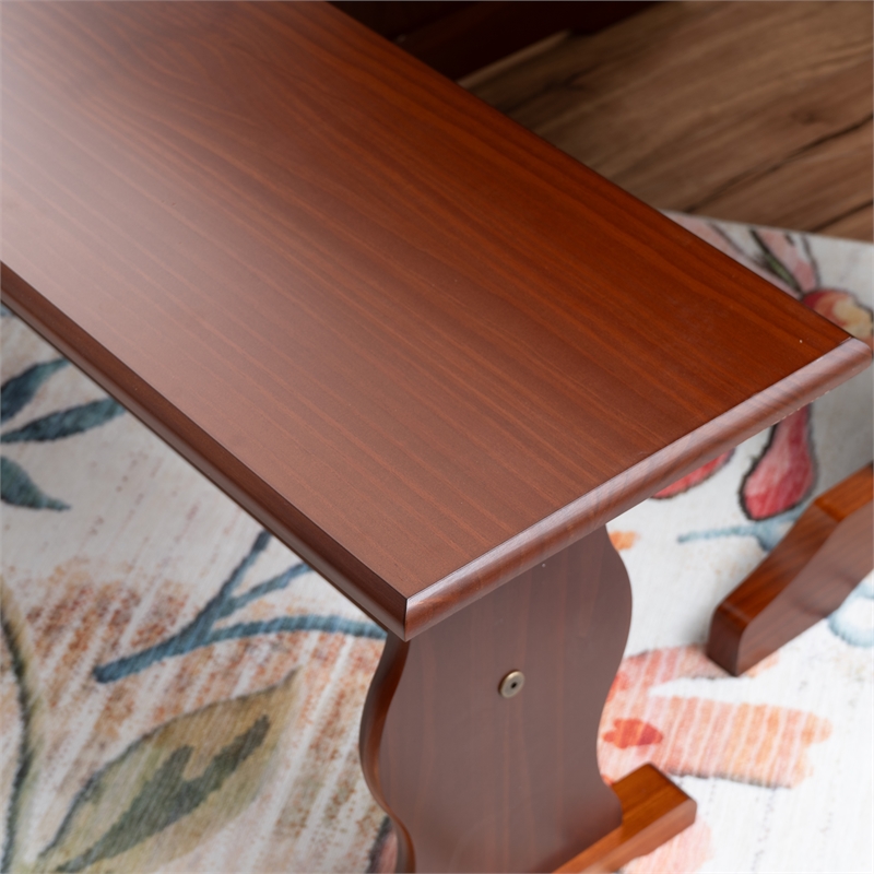 Pemberly Row 4-Piece Corner Walnut Dining Nook with Cushion Set in Blue