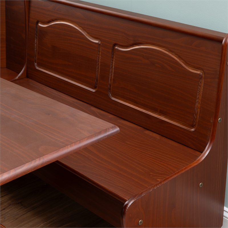 Pemberly Row 4-Piece Corner Walnut Dining Nook with Cushion Set in Black
