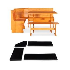 Pemberly Row 4-Piece Corner Natural Dining Nook with Cushion Set in Black