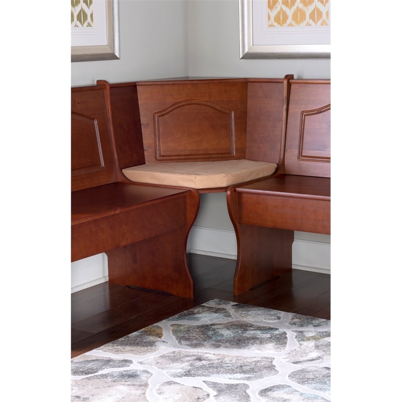 Pemberly Row 4-Piece Corner Natural Dining Nook with Cushion Set in Beige