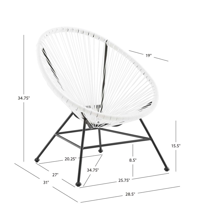 Pemberly Row Set of 3 Outdoor Wicker Roping Steel Frame Oval Chairs & Loveseat
