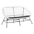 Pemberly Row Set of 3 Outdoor Wicker Roping Steel Frame Oval Chairs & Loveseat